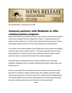 Cameron partners with Redlands to offer criminal justice program