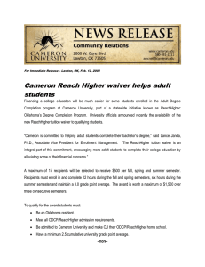 Cameron Reach Higher waiver helps adult students