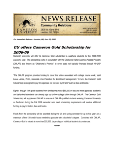 CU offers Cameron Gold Scholarship for 2008-09