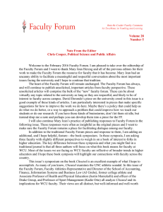 Welcome to the February 2016 Faculty Forum. I am pleased... the Faculty Forum and I want to thank Mary Jean... Volume 28