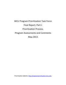 WCU Program Prioritization Task Force Final Report, Part I: Prioritization Process,