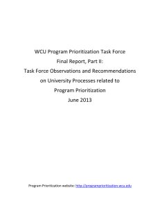 WCU Program Prioritization Task Force Final Report, Part II: