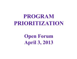 PROGRAM PRIORITIZATION  Open Forum
