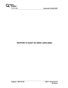 RAPPORT D’AUDIT DU NERC (2005-2006) Demande R-3625-2007