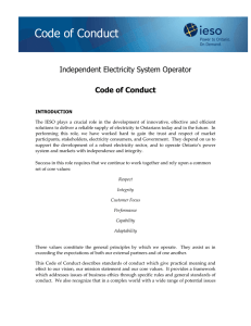 Code of Conduct Independent Electricity System Operator