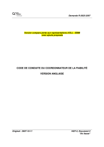 CODE DE CONDUITE DU COORDONNATEUR DE LA FIABILITÉ  VERSION ANGLAISE