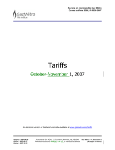 Tariffs October November 1, 2007