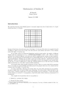 Mathematics of Sudoku II Introduction Ed Russell Frazer Jarvis
