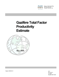 Gazifère Total Factor Productivity Estimate