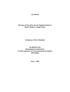 R-3398-98 Hearing on Procedure for the Implementation of Hydro-Québec's Supply Rates