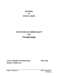 TransEnergie FAIR RETURN ON COMMON EQUITY FOR TESTIMONY