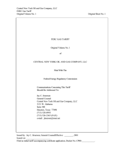 Central New York Oil and Gas Company, LLC FERC Gas Tariff