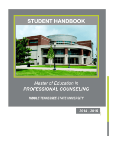 STUDENT HANDBOOK Master of Education in PROFESSIONAL COUNSELING