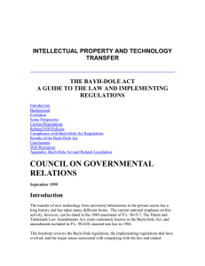 INTELLECTUAL PROPERTY AND TECHNOLOGY TRANSFER THE BAYH-DOLE ACT