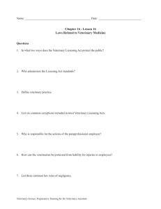 Chapter 16 - Lesson 16 Laws Related to Veterinary Medicine
