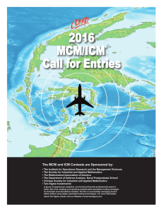 2016 MCM/ICM Call for Entries The MCM and ICM Contests are Sponsored by: