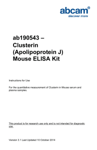 ab190543 – Clusterin (Apolipoprotein J) Mouse ELISA Kit