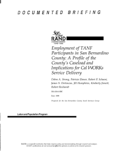 Employment of TANF Participants in San Bernardino County: A Profile of the