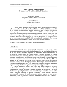 Carbon Emissions and Environment: Evidences from Three Selected SAARC Countries Abstract