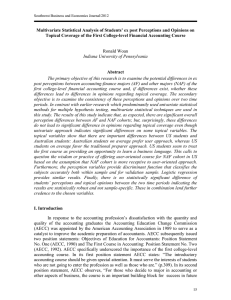 Multivariate Statistical Analysis of Students’ ex post Perceptions and Opinions... Topical Coverage of the First College-level Financial Accounting Course