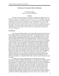 Performance of Community Banks in Oklahoma Abstract V. Sivarama Krishnan