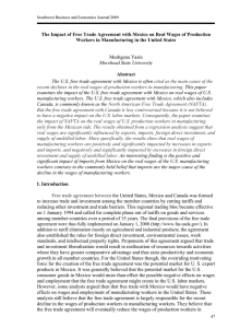 The Impact of Free Trade Agreement with Mexico on Real... Workers in Manufacturing in the United States