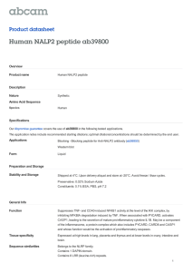 Human NALP2 peptide ab39800 Product datasheet Overview Product name