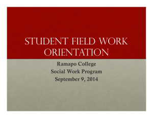 Student field work orientation Ramapo College Social Work Program