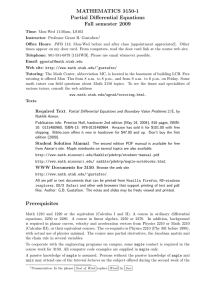 MATHEMATICS 3150-1 Partial Differential Equations Fall semester 2009