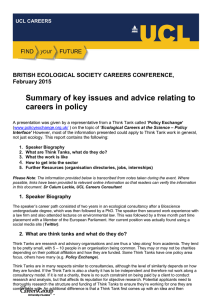 Summary of key issues and advice relating to careers in policy