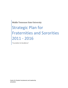 Strategic Plan for Fraternities and Sororities 2011 - 2016 Middle Tennessee State University