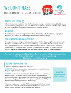 we don’t haze FACILITATOR GUIDE FOR STUDENT AUDIENCE before you begin