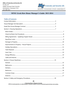 MTSU Greek Row House Manager’s Guide: 2013-2014 Table of Contents