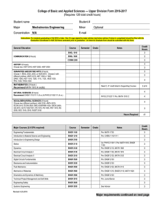 College of Basic and Applied Sciences — Upper Division Form... Mechatronics Engineering (Requires 128 total credit hours)