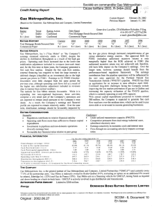 Gaz  Mbtropolitain, Inc. Credit  Rating  Report