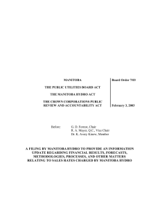 MANITOBA Board Order 7/03 THE PUBLIC UTILITIES BOARD ACT