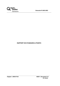 A  RAPPORT DE STANDARD &amp; POOR’S Demande