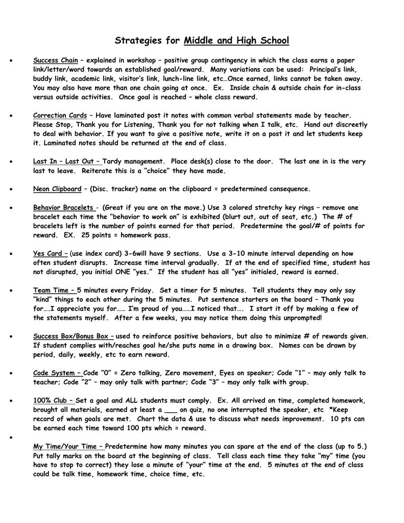 High School Homework Chart