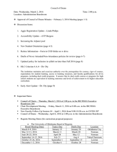 Council of Deans Date: Wednesday, March 2, 2016  Time: 2:00 p.m.