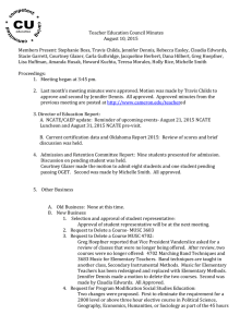 Teacher Education Council Minutes August 10, 2015
