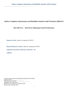 Québec Compliance Questionnaire and Reliability Standard Audit Worksheet (QRSAW)