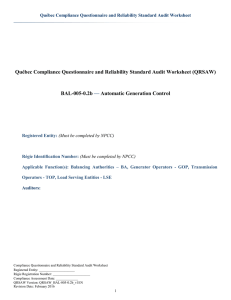 Québec Compliance Questionnaire and Reliability Standard Audit Worksheet (QRSAW) BAL-005-0.2b —