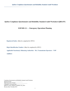 Québec Compliance Questionnaire and Reliability Standard Audit Worksheet (QRSAW) EOP-001-2.1 —