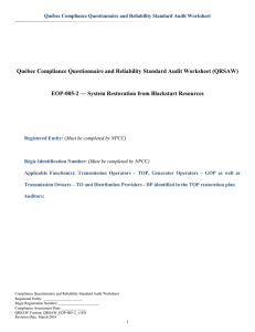 Québec Compliance Questionnaire and Reliability Standard Audit Worksheet (QRSAW)