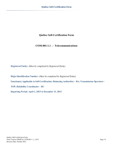 Québec Self-Certification Form COM-001-1.1 Telecommunications —
