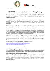 ACEM &amp; RCPA launch a new Guideline on Pathology Testing
