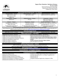 Degree Plan: Chemistry– Bachelor of Science [ST–BS–CHEM] School of Science and Technology