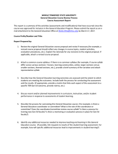 MIDDLE TENNESSEE STATE UNIVERSITY General Education Course Review Process Course Assessment Report
