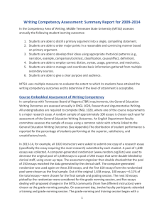 Writing Competency Assessment: Summary Report for 2009-2014