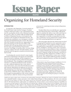 Issue Paper Organizing for Homeland Security R